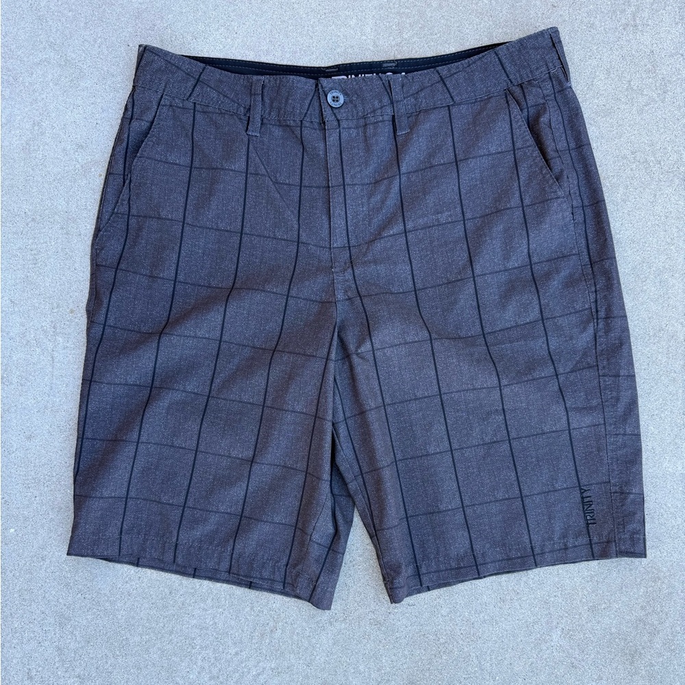 Trinity Hybrid Men’s Brown Grid Shorts (Size 34)